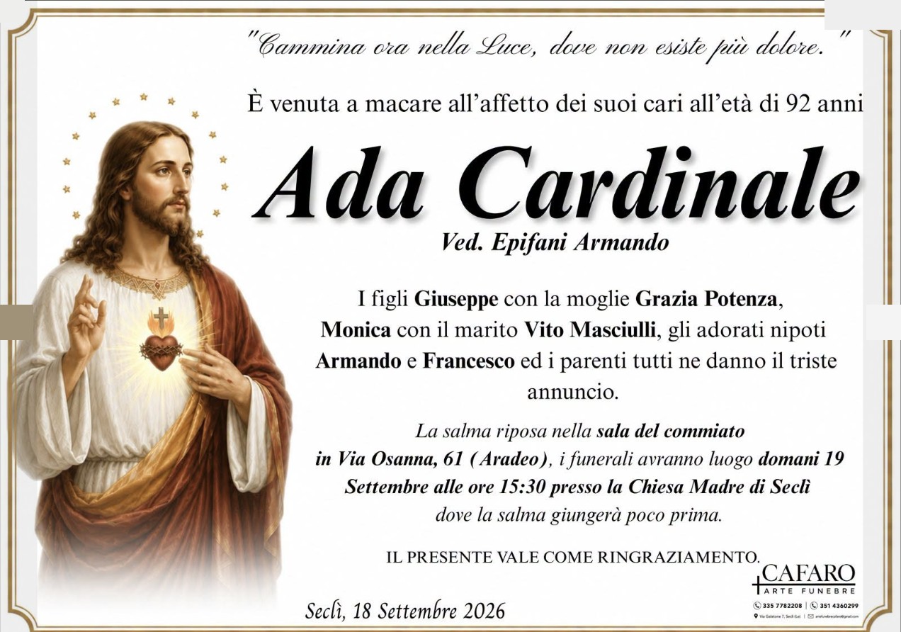 Necrologio di Ada Cardinale