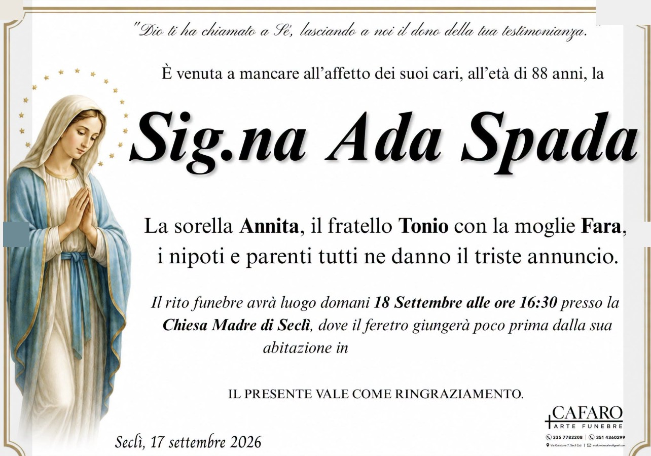 Necrologio di Ada Spada