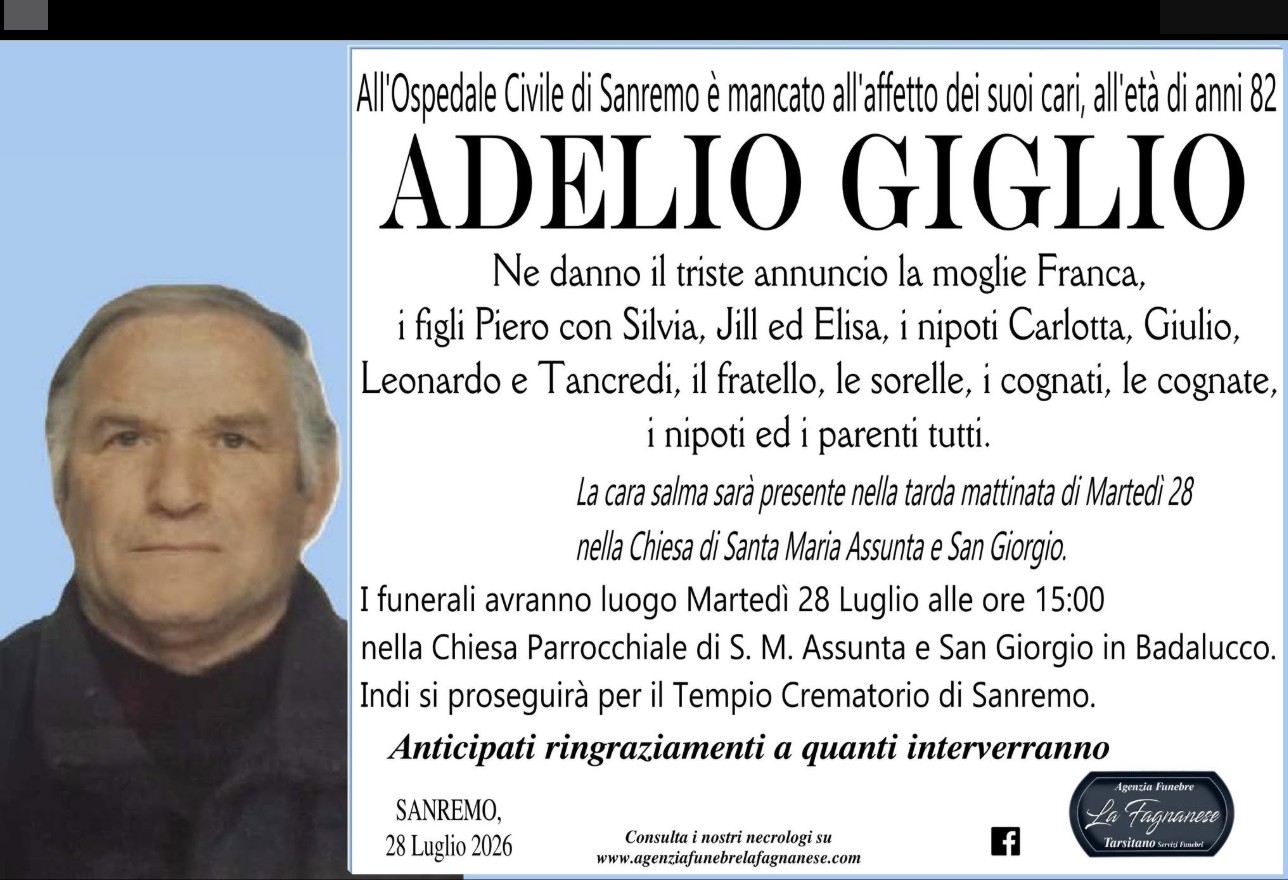 Necrologio di Adelio Giglio