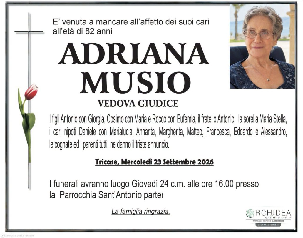 Necrologio di Adriana Musio