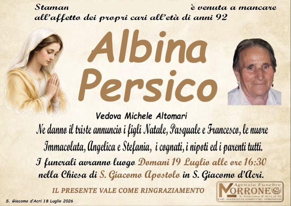 Necrologio di Albina Persico