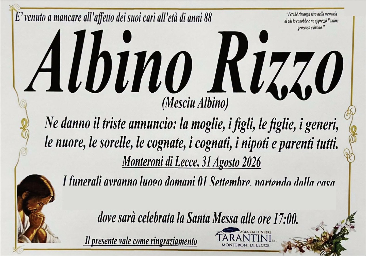 Necrologio di Albino Rizzo