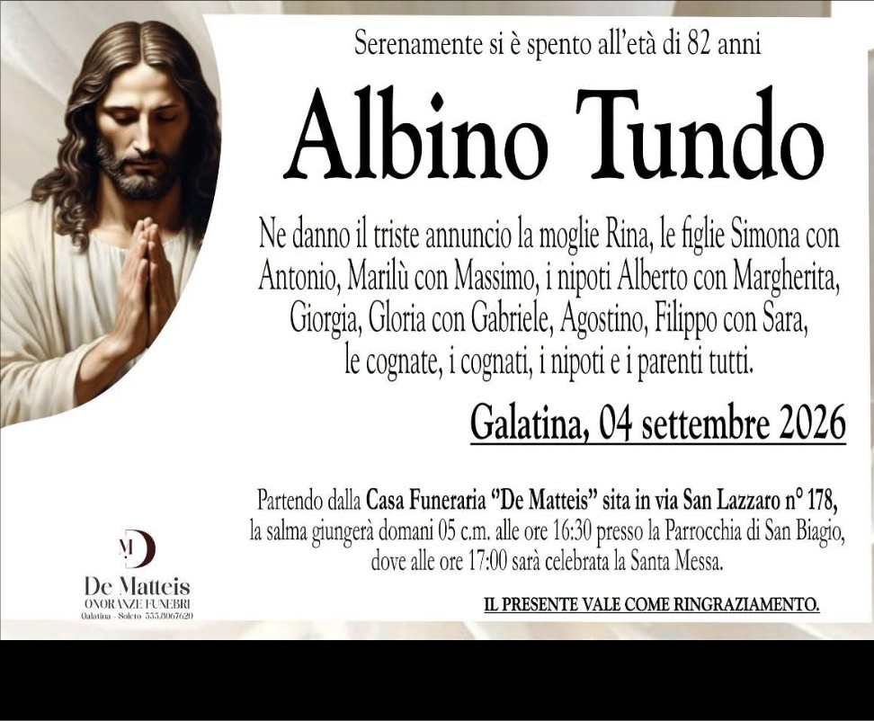 Necrologio di Albino Tundo