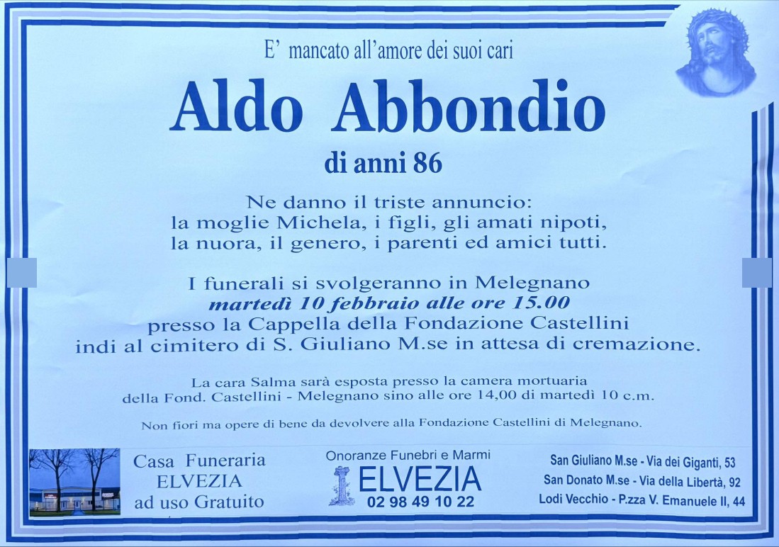 Necrologio di Aldo Abbondio