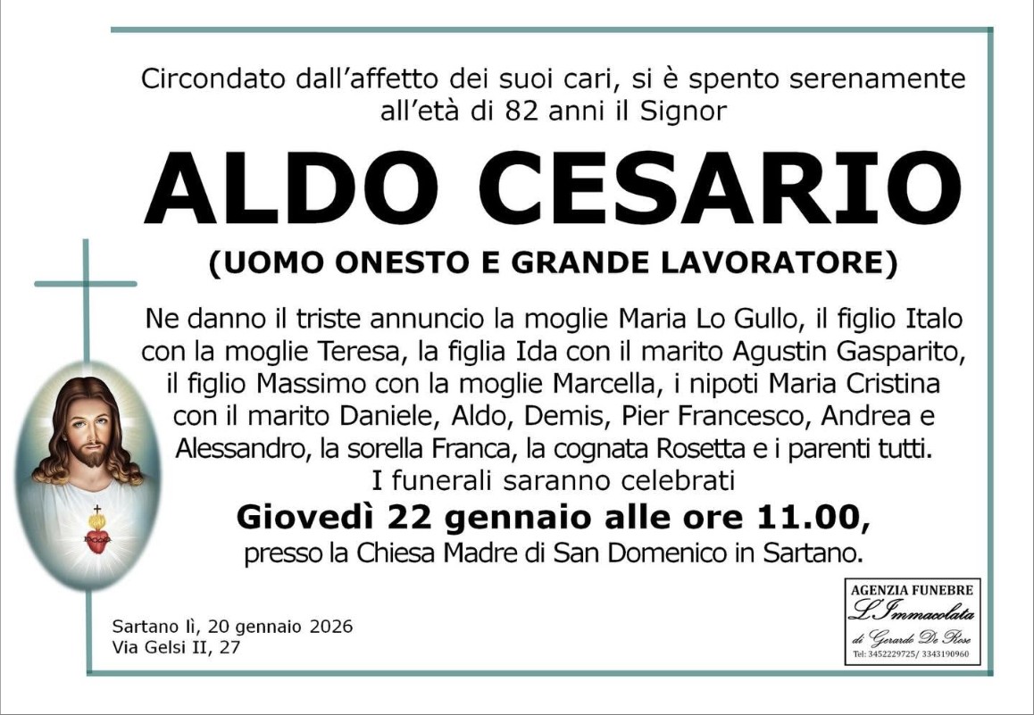 Necrologio di Aldo Cesario