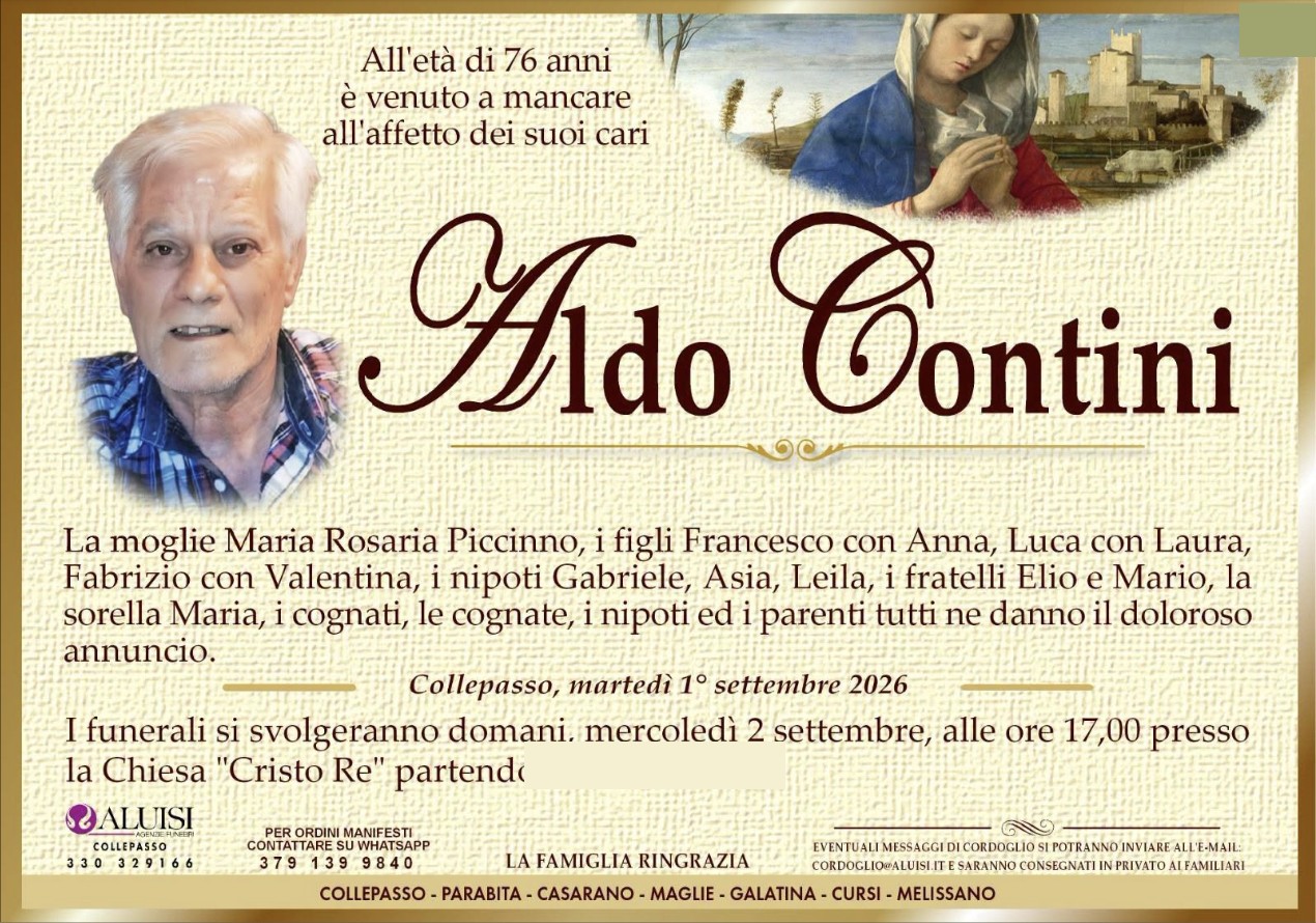 Necrologio di Aldo Contini