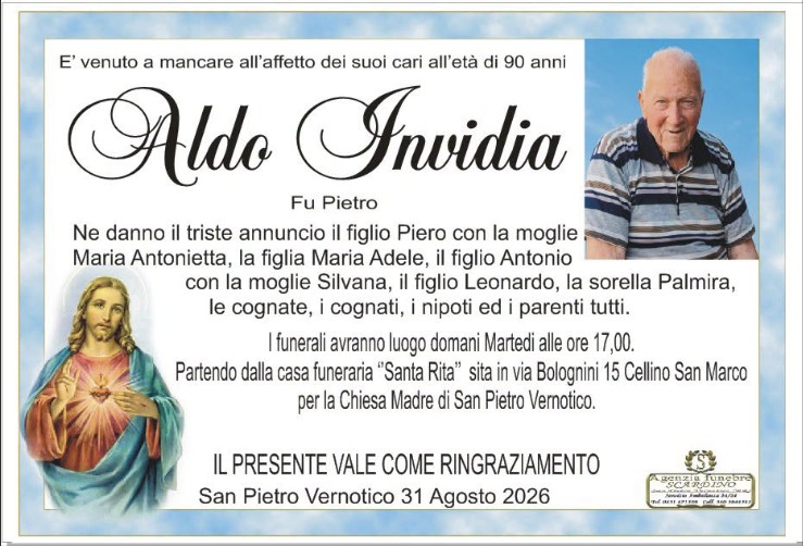 Necrologio di Aldo Invidia