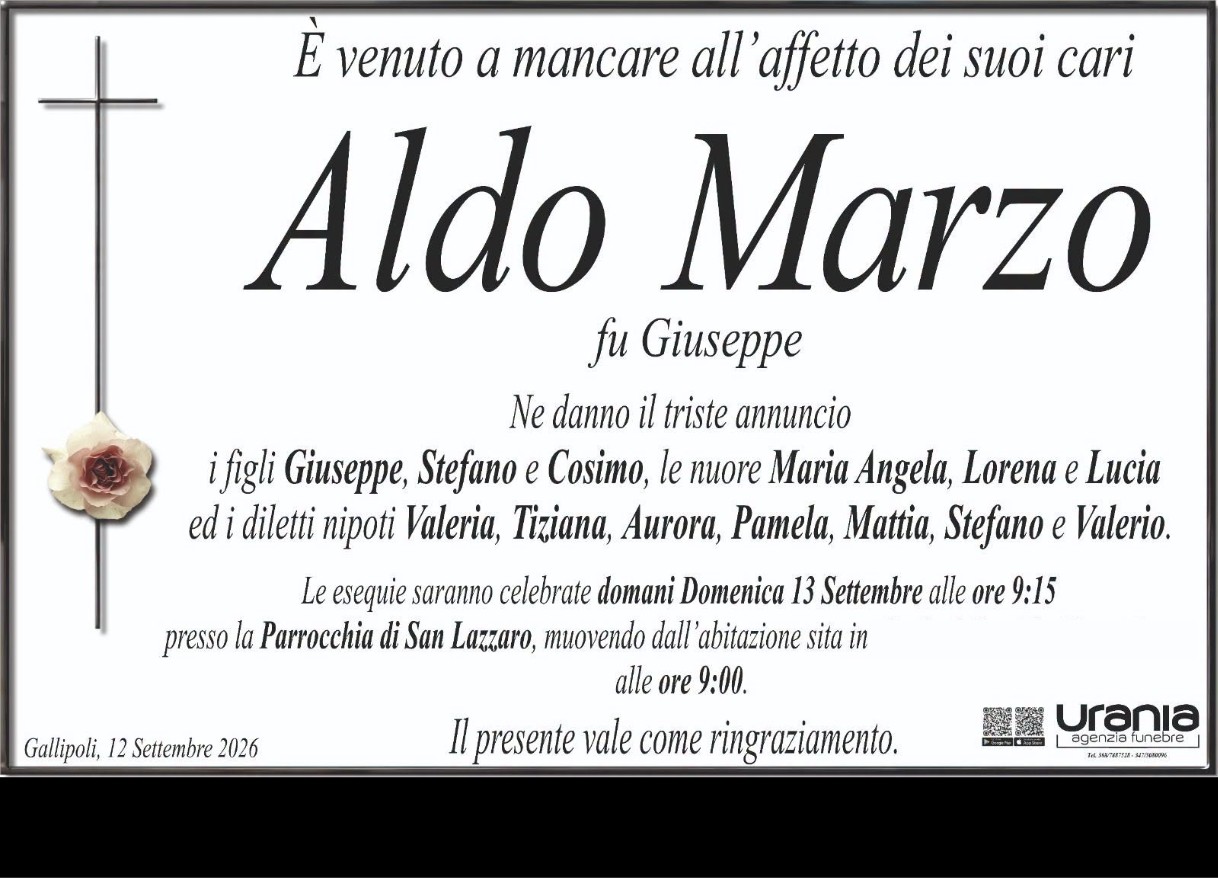 Necrologio di Aldo Marzo