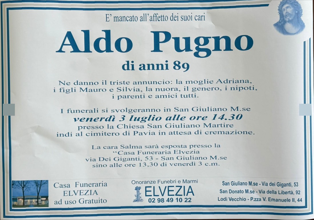 Necrologio di Aldo Pugno