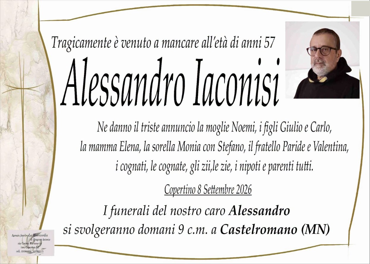 Necrologio di Alessandro Iaconisi