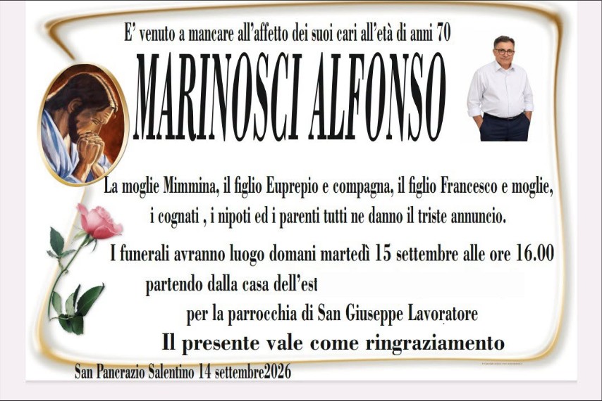 Necrologio di Alfonso Marinosci