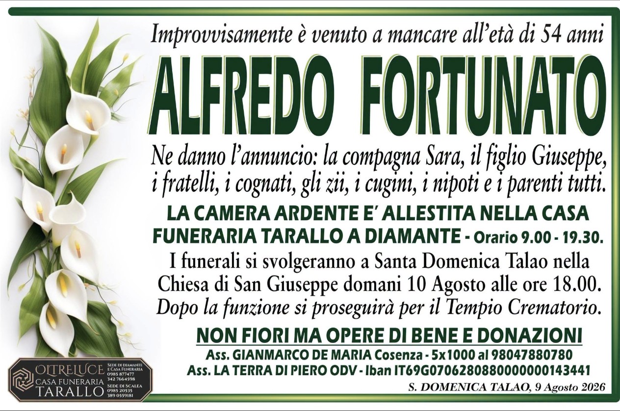Necrologio di Alfredo Fortunato