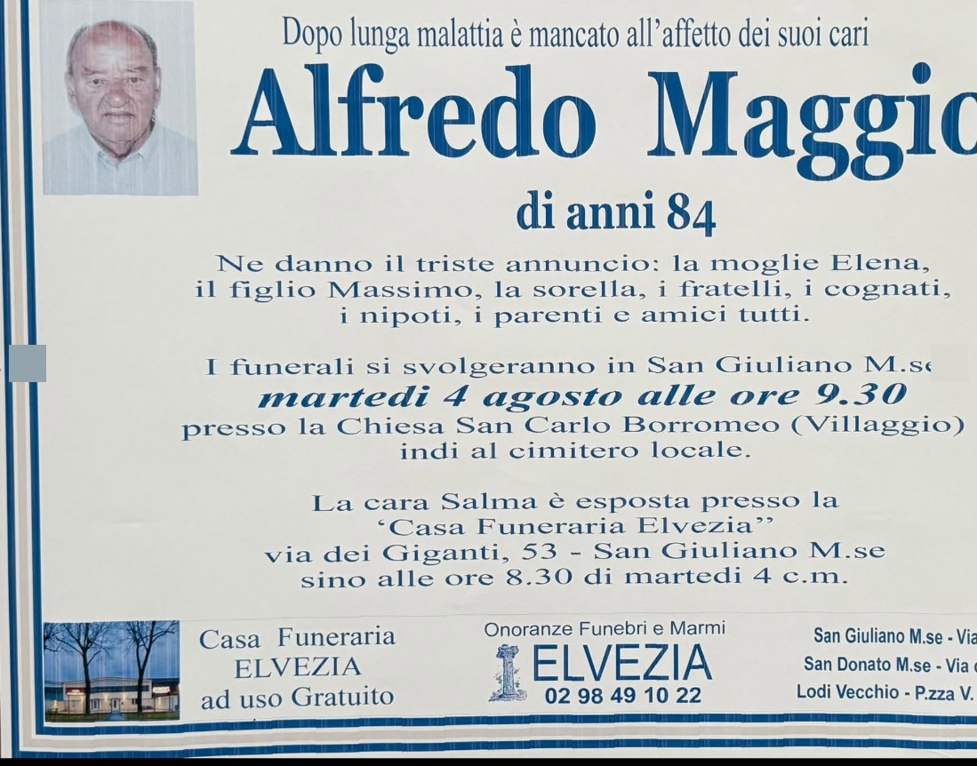 Necrologio di Alfredo Maggio