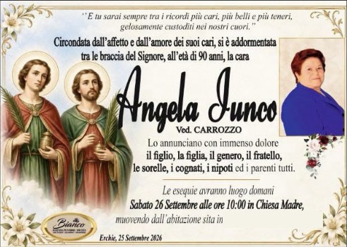 Necrologio di Angela Iunco