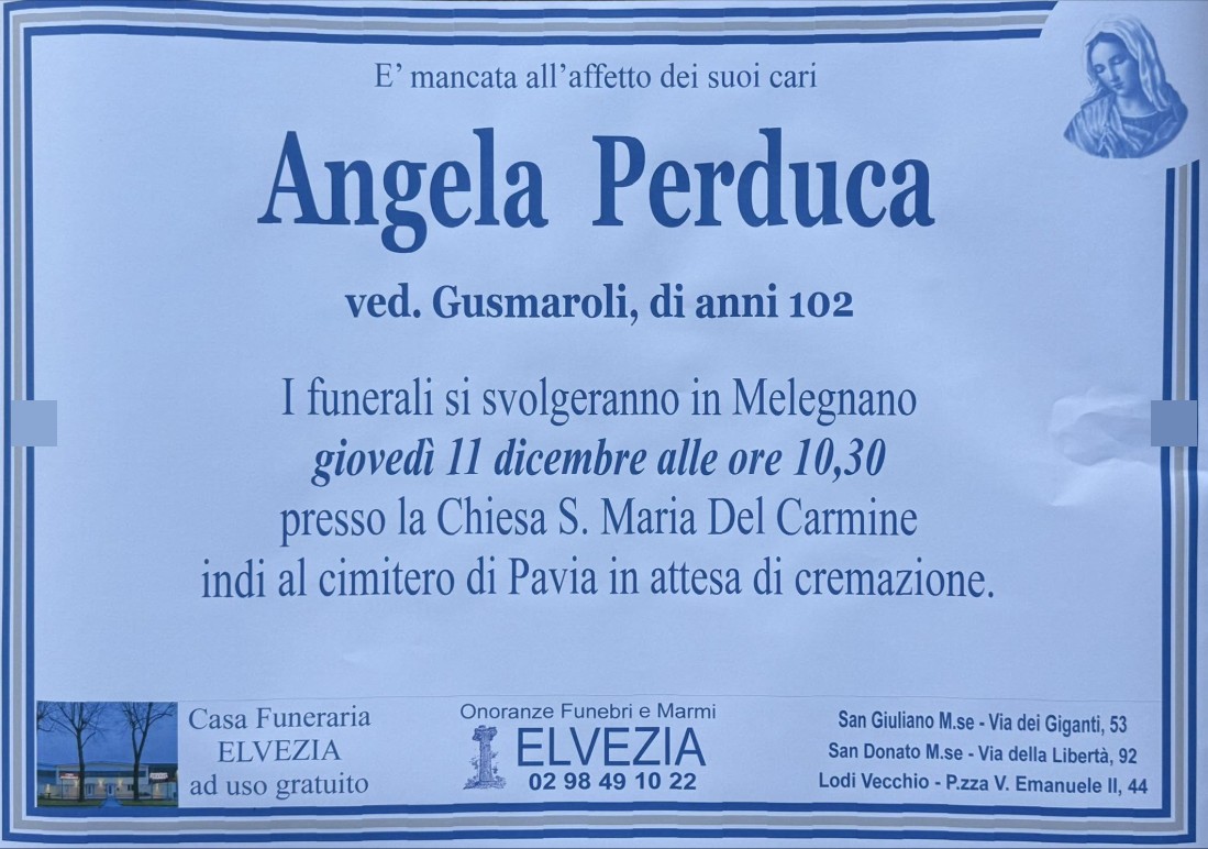 Necrologio di Angela Perduca
