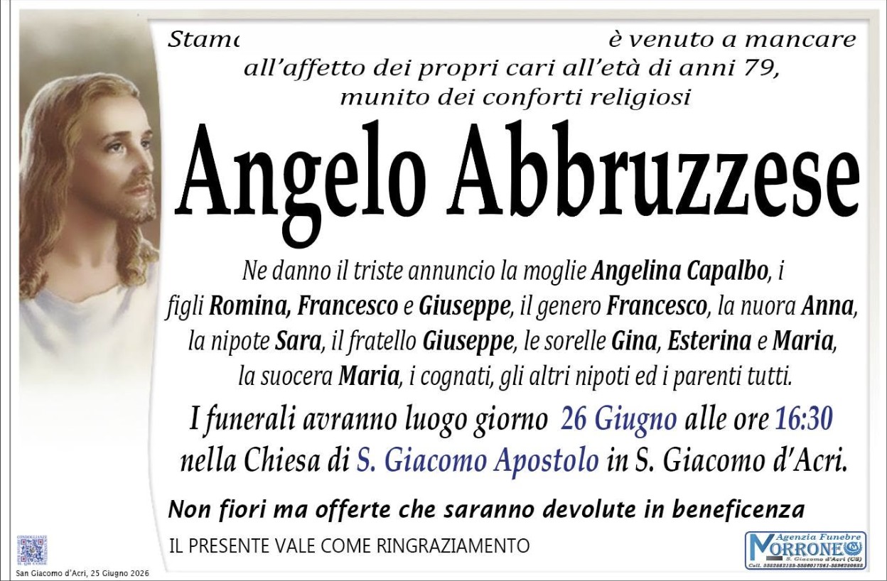 Necrologio di Angelo Abbruzzese