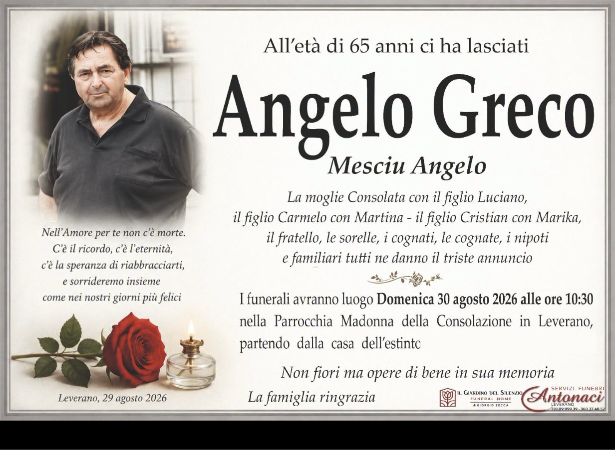Necrologio di Angelo Greco