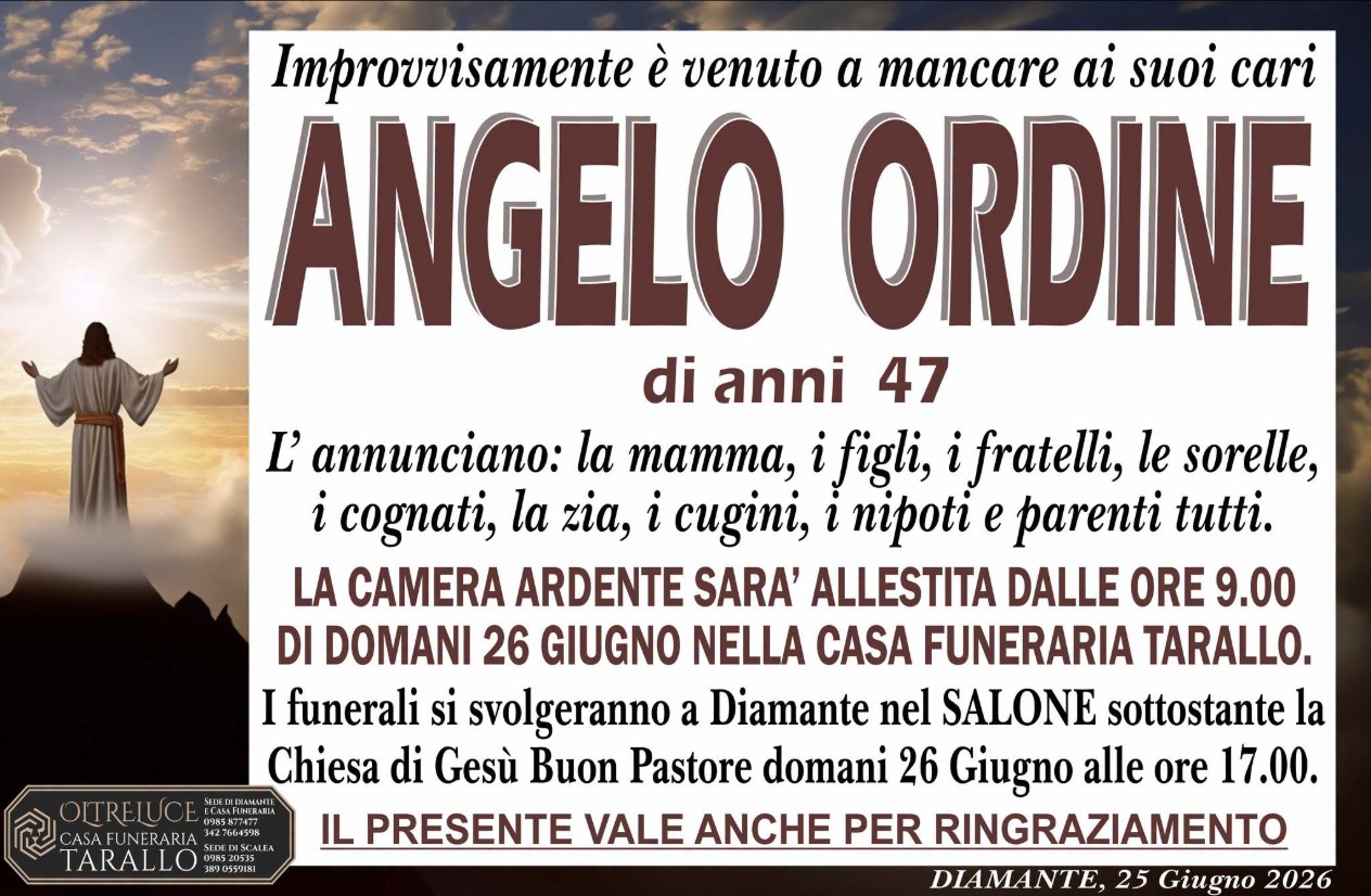 Necrologio di Angelo Ordine