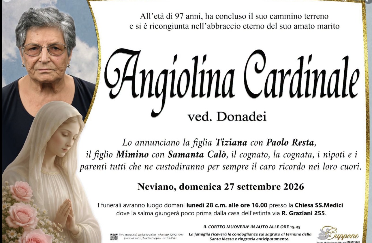 Necrologio di Angiolina Cardinale