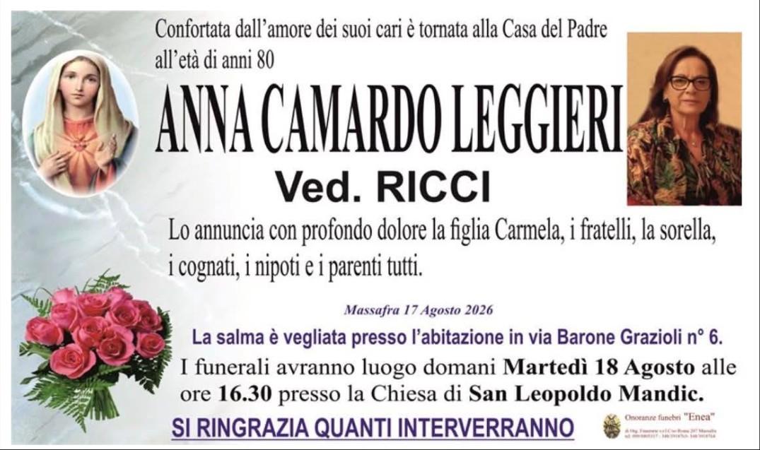 Necrologio di Anna Camardo Leggieri
