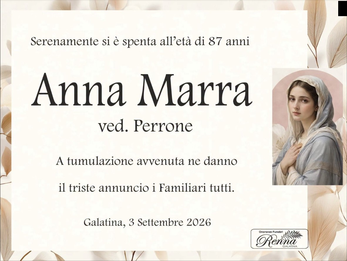 Necrologio di Anna Marra