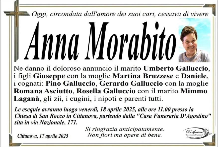 Necrologio di Anna Morabito