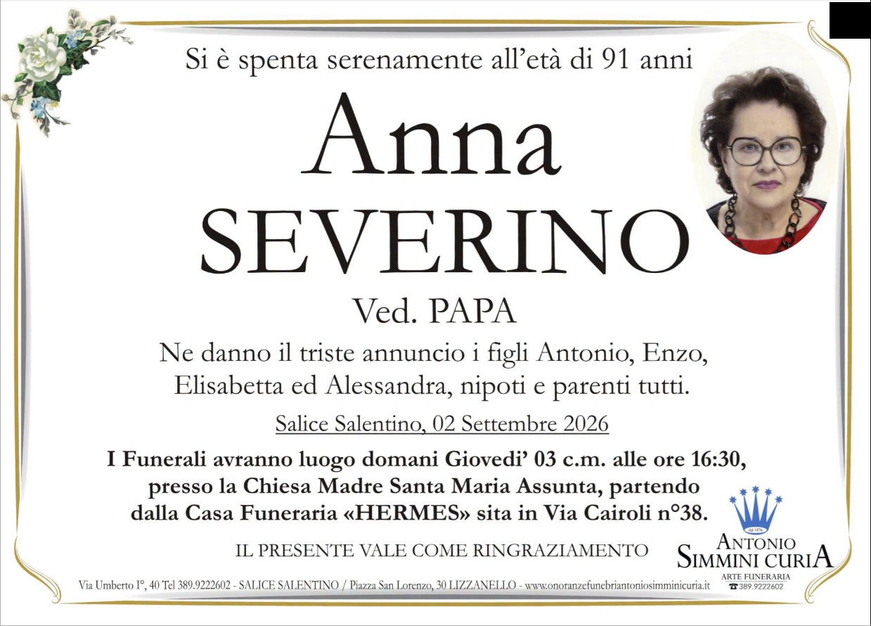 Necrologio di Anna Severino