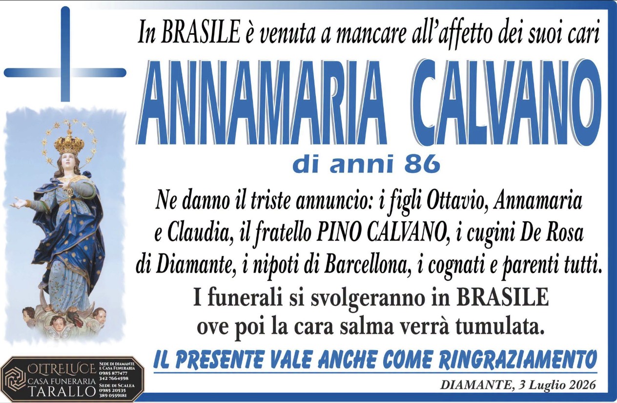 Necrologio di Annamaria Calvano