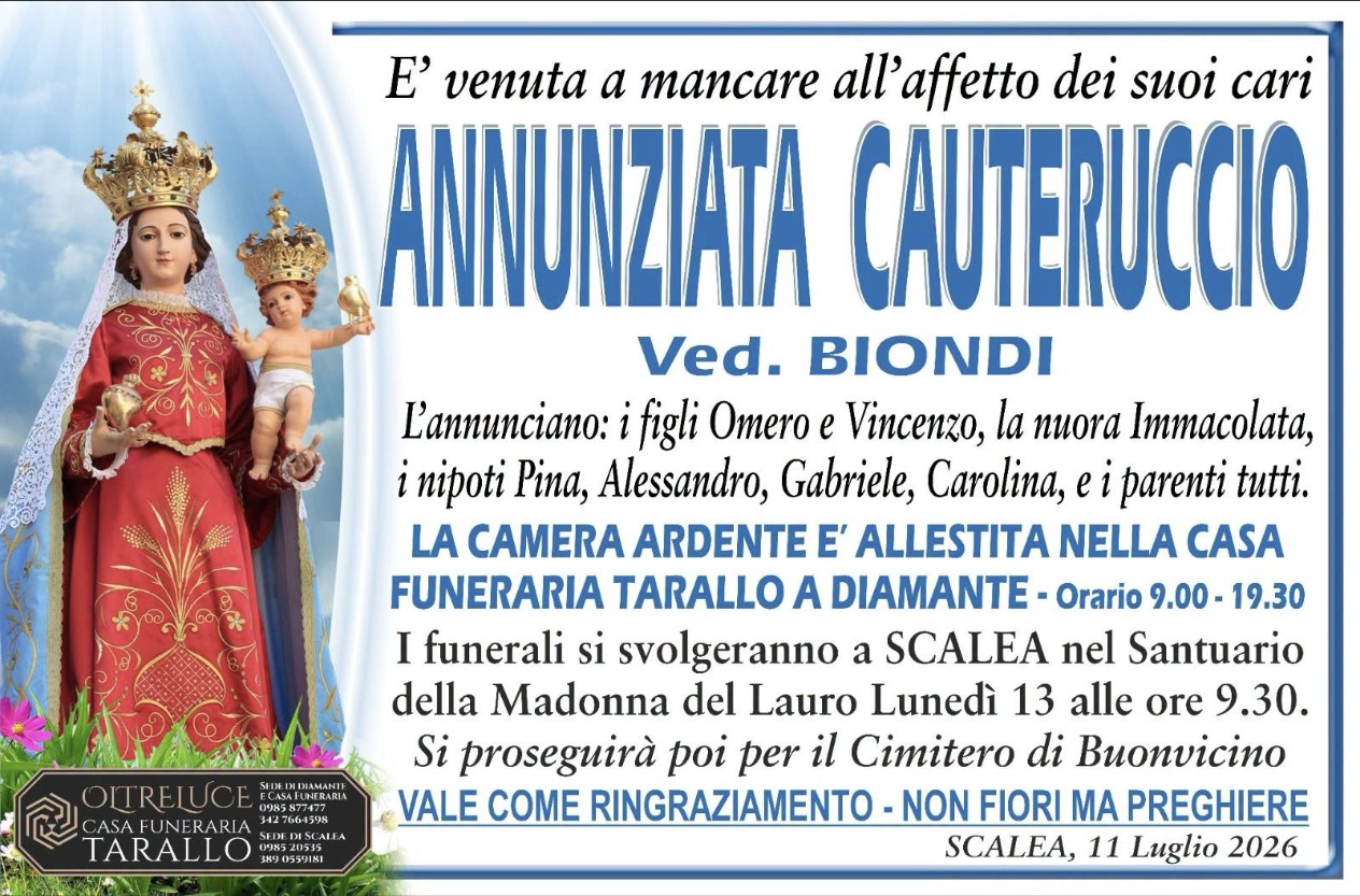 Necrologio di Annunziata Cauteruccio