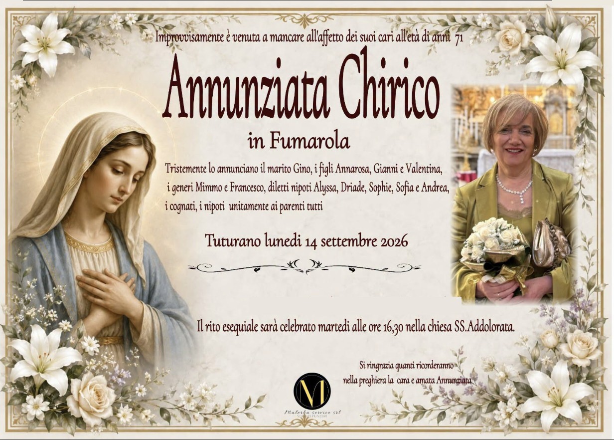 Necrologio di Annunziata Chirico
