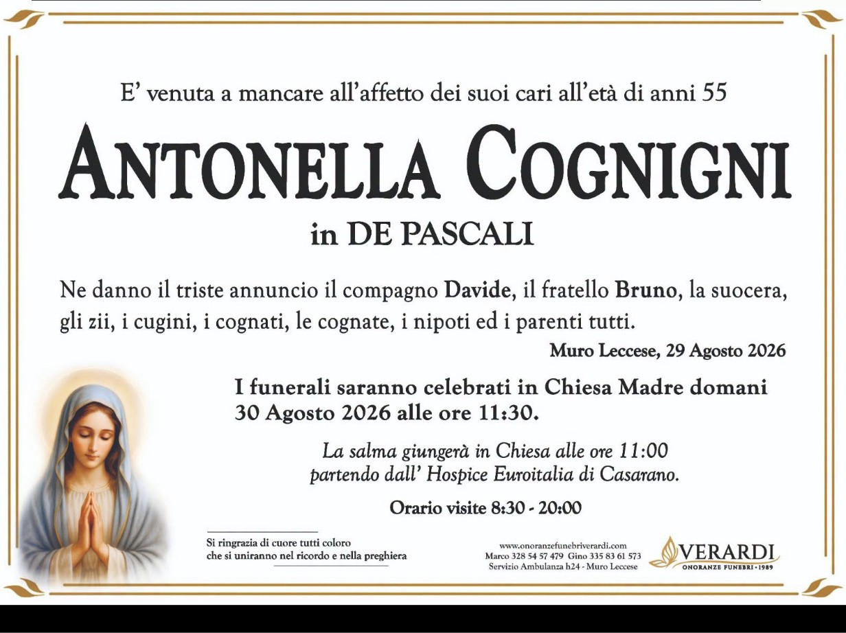 Necrologio di Antonella Cognigni