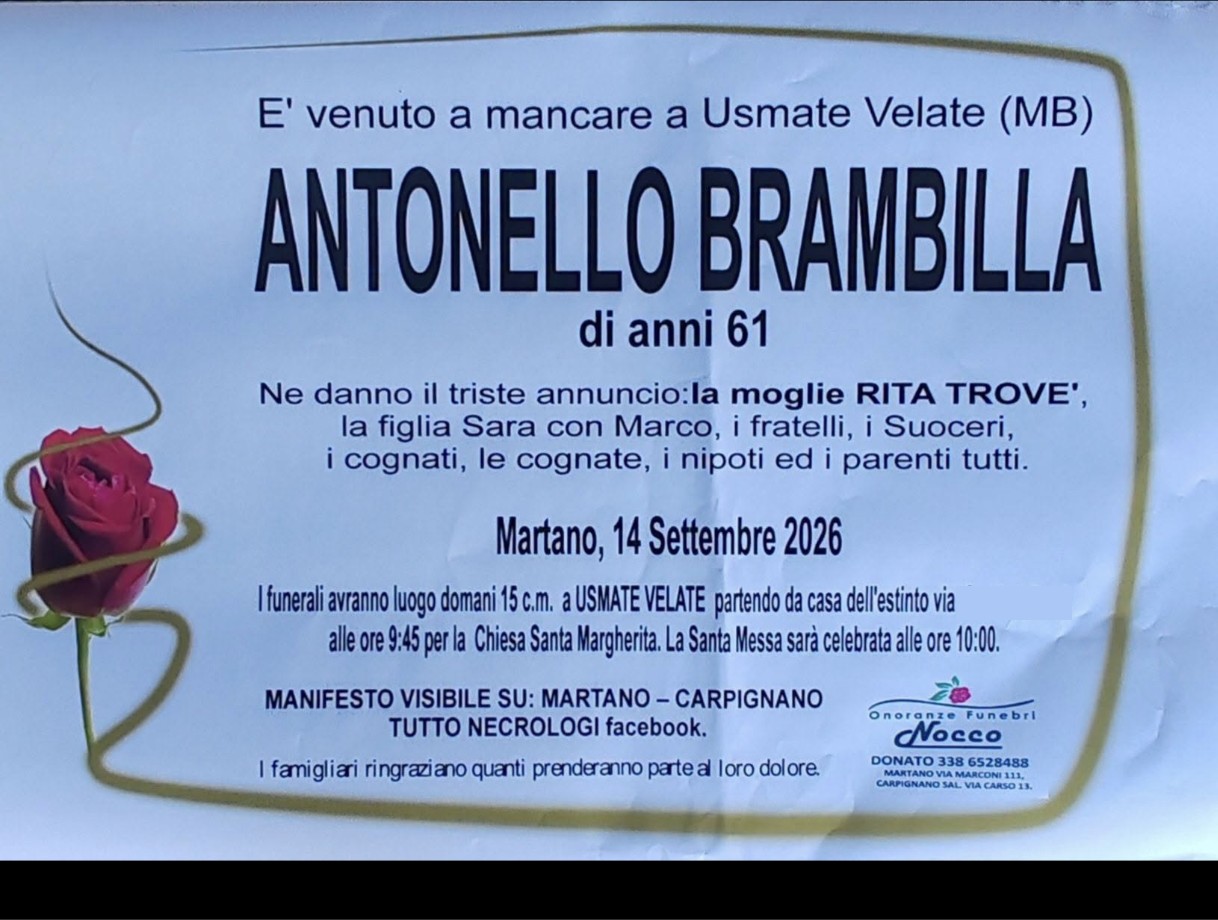 Necrologio di Antonello Brambilla