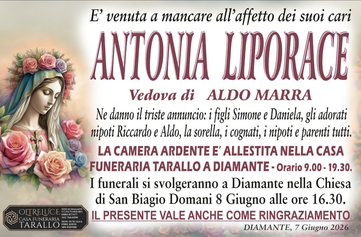 Necrologio di Antonia Liporace