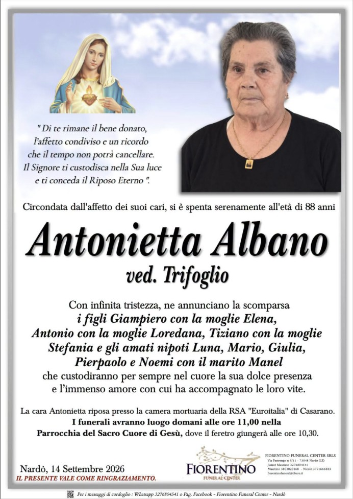Necrologio di Antonietta Albano