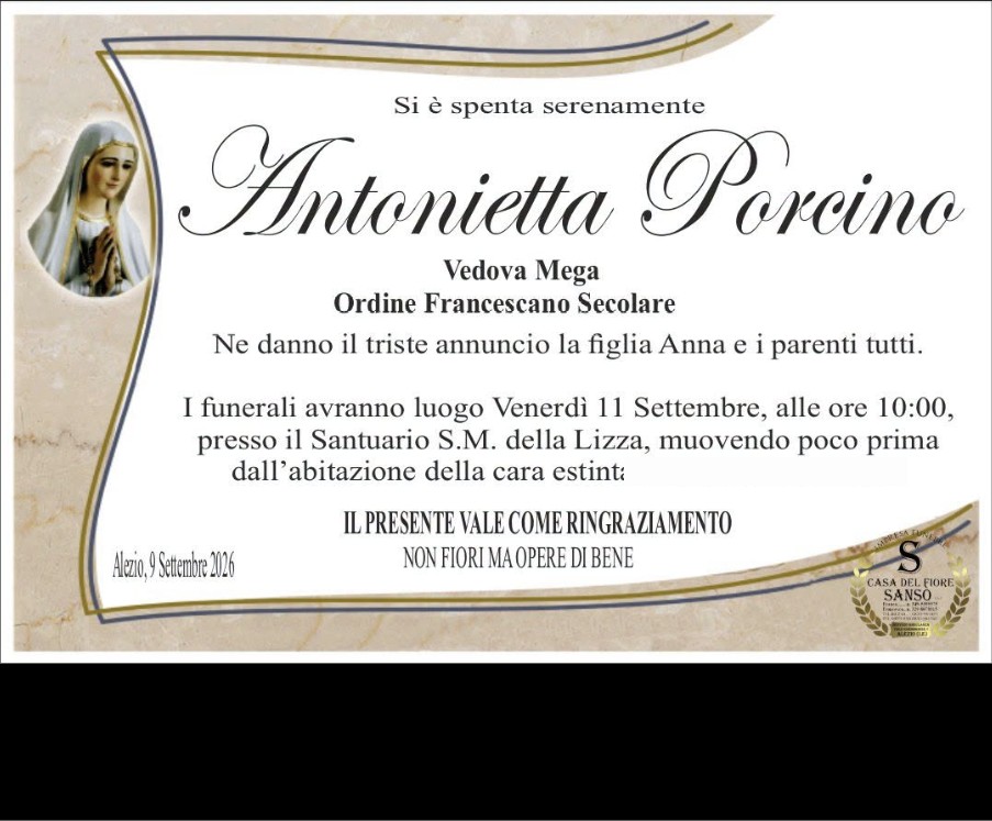 Necrologio di Antonietta Porcino