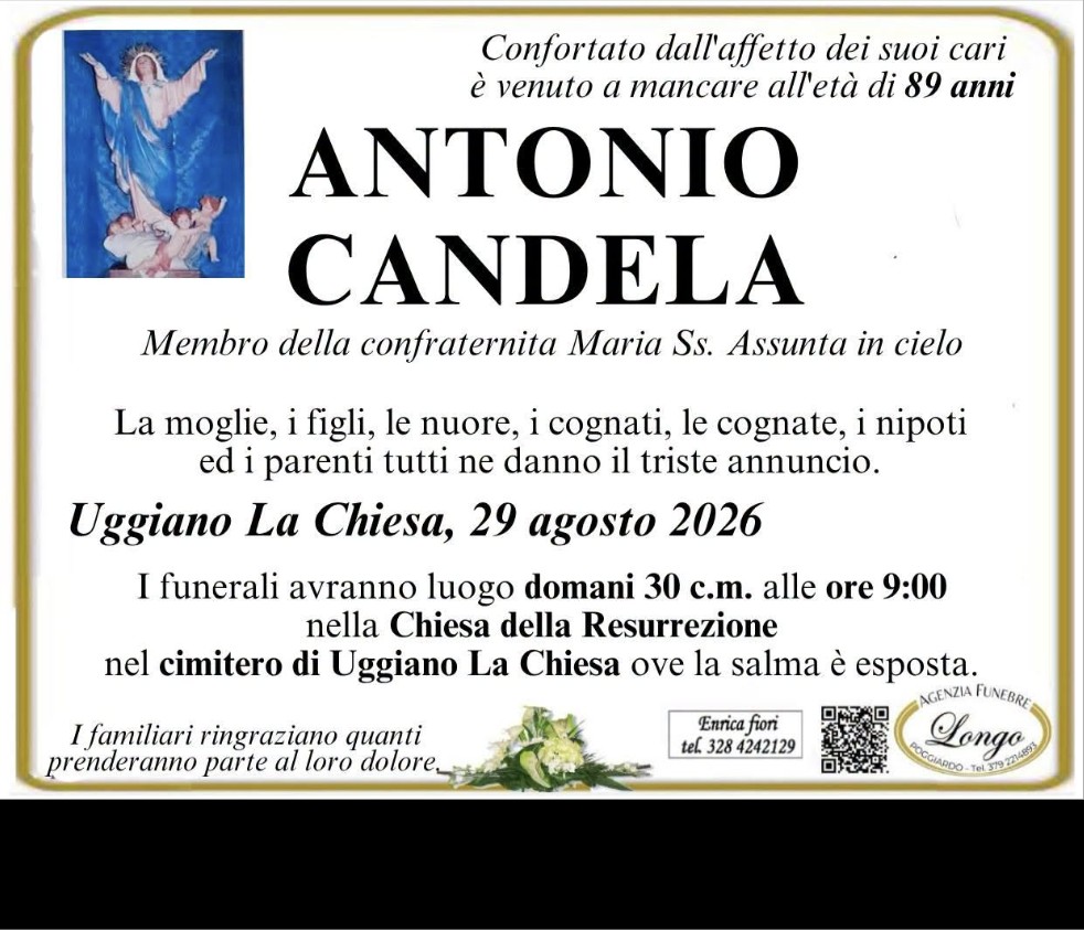 Necrologio di Antonio Candela