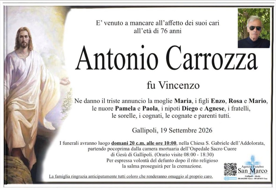 Necrologio di Antonio Carrozza