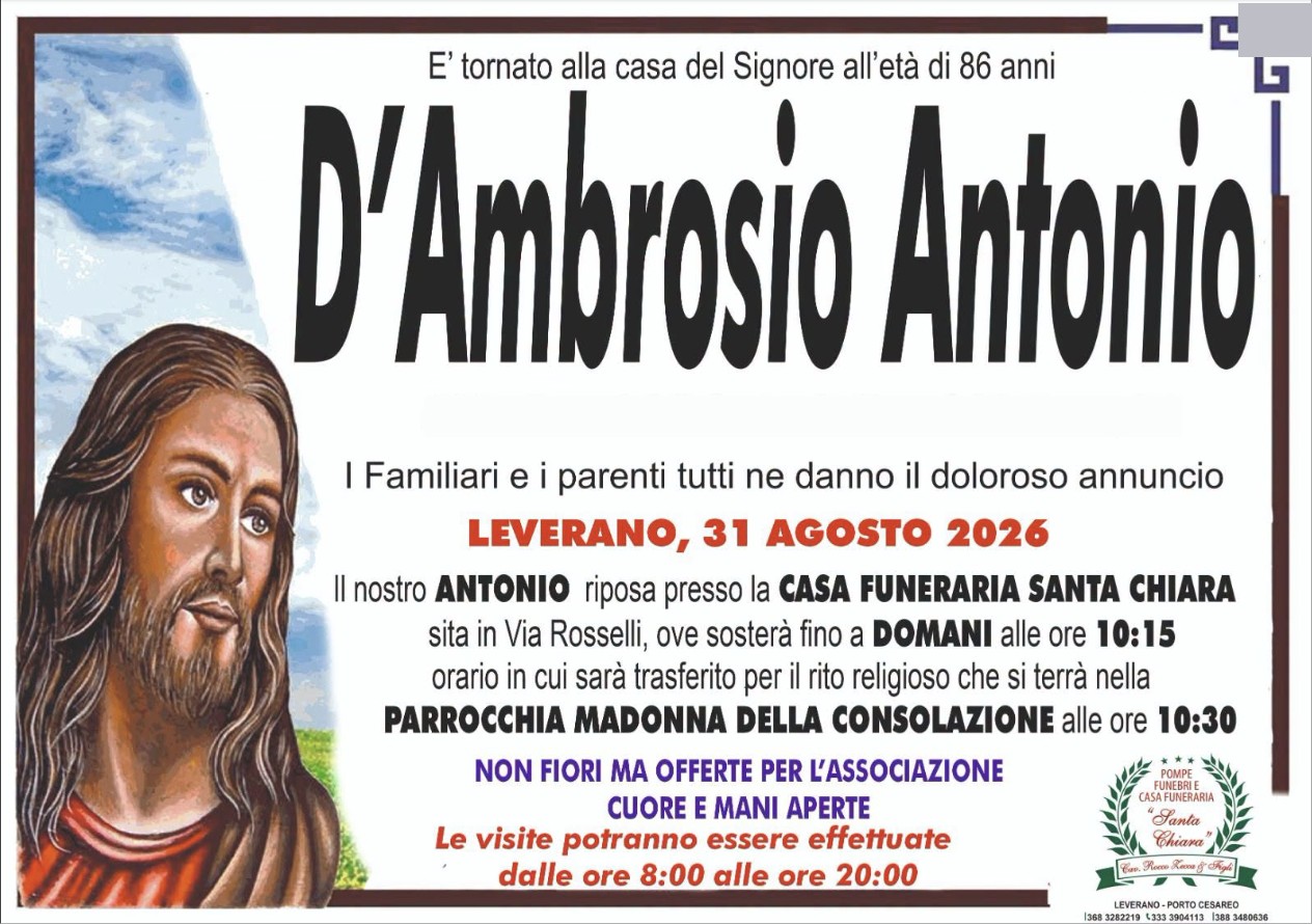 Necrologio di Antonio D'Ambrosio