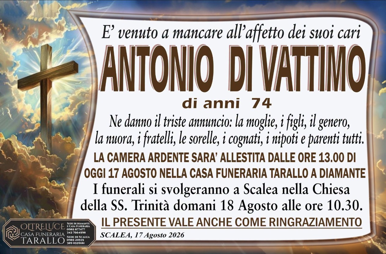 Necrologio di Antonio Di Vattimo