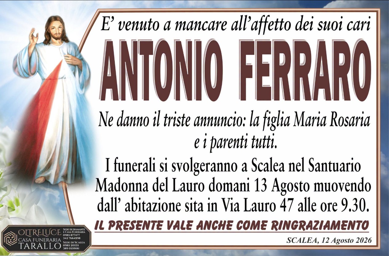 Necrologio di Antonio Ferraro