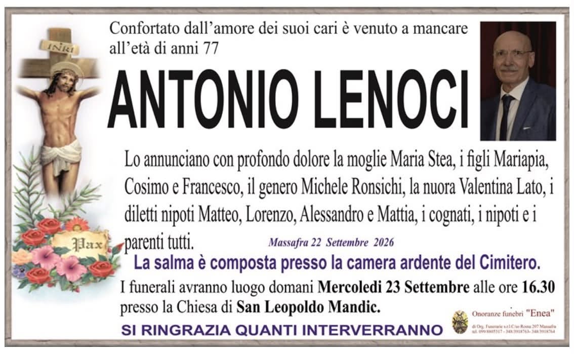 Necrologio di Antonio Lenoci