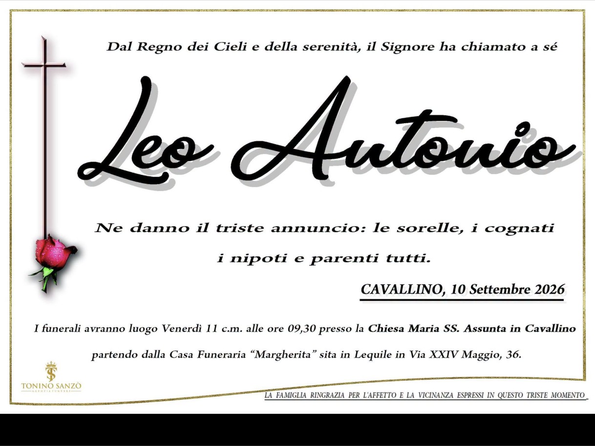 Necrologio di Antonio Leo