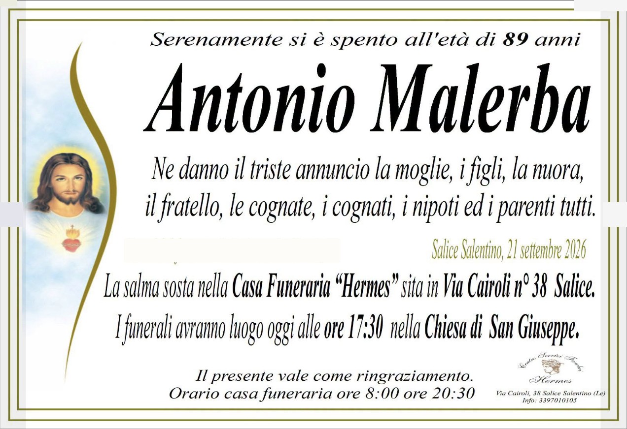 Necrologio di Antonio Malerba