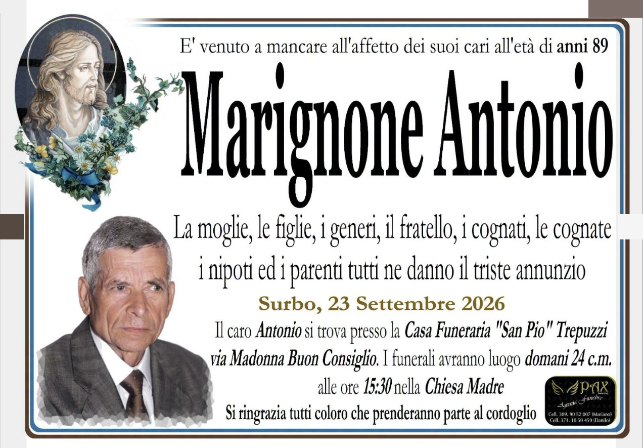 Necrologio di Antonio Marignone