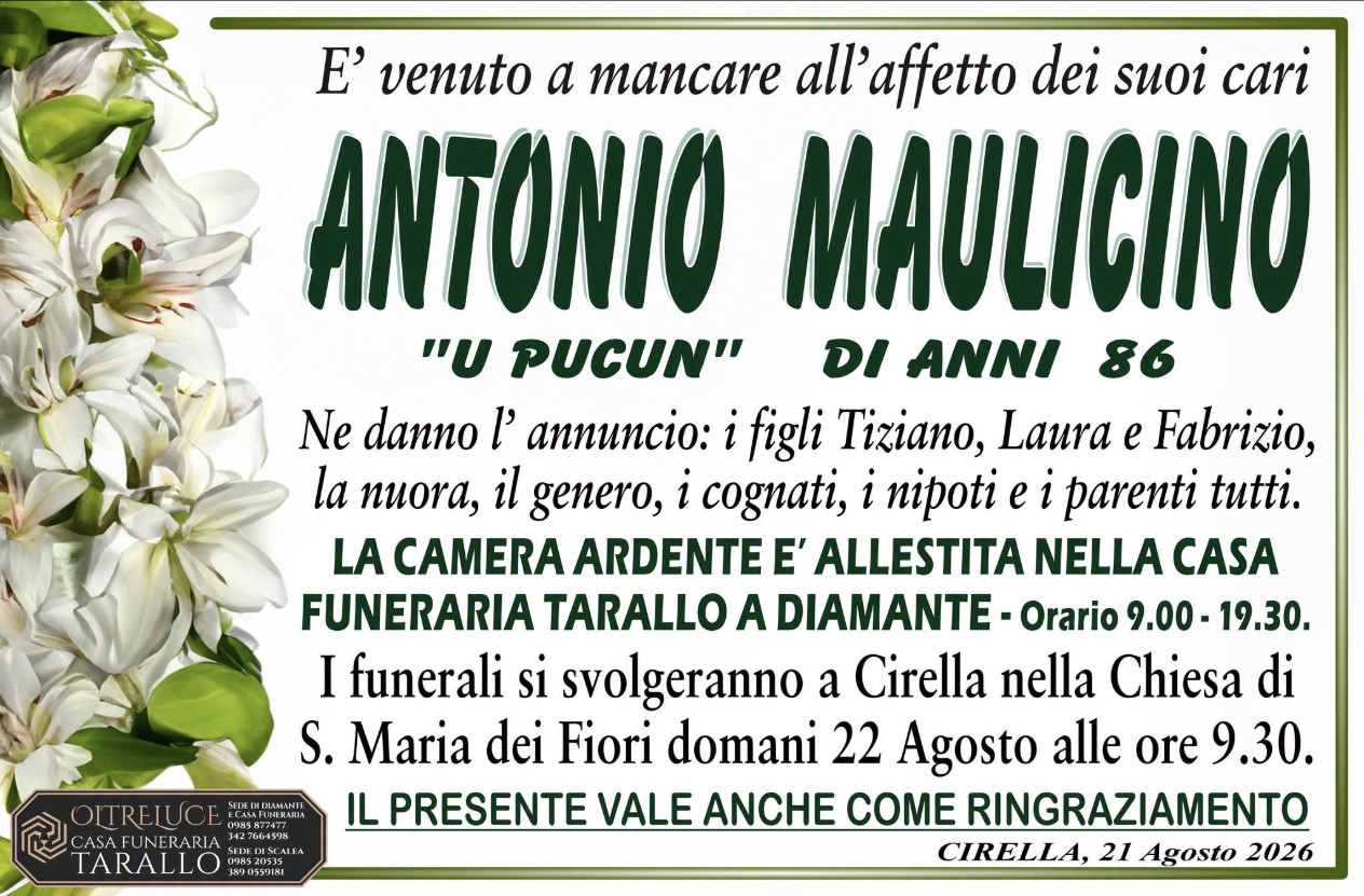 Necrologio di Antonio Maulicino