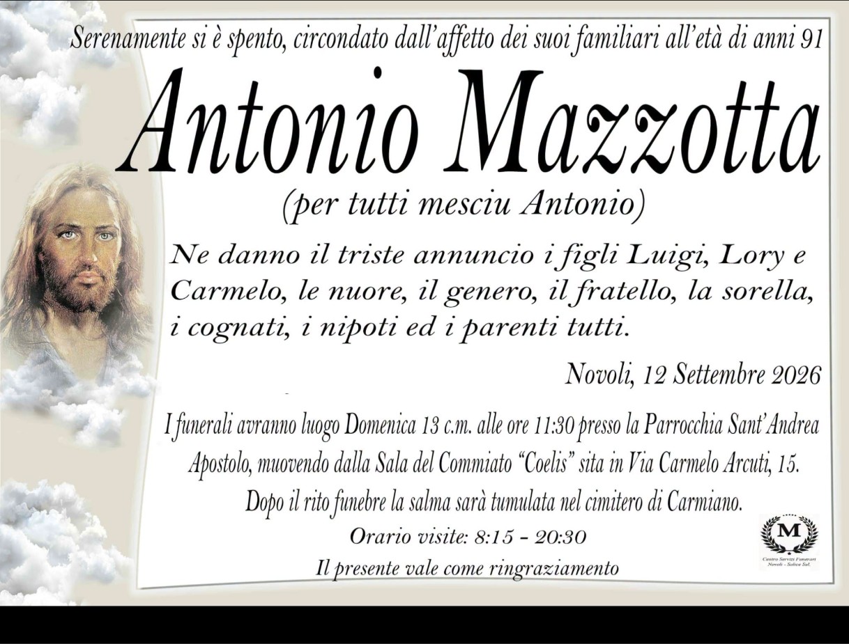 Necrologio di Antonio Mazzotta