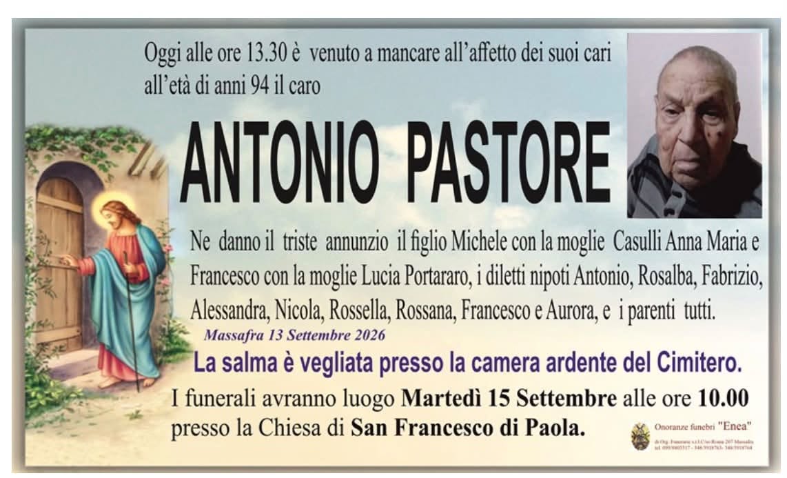 Necrologio di Antonio Pastore