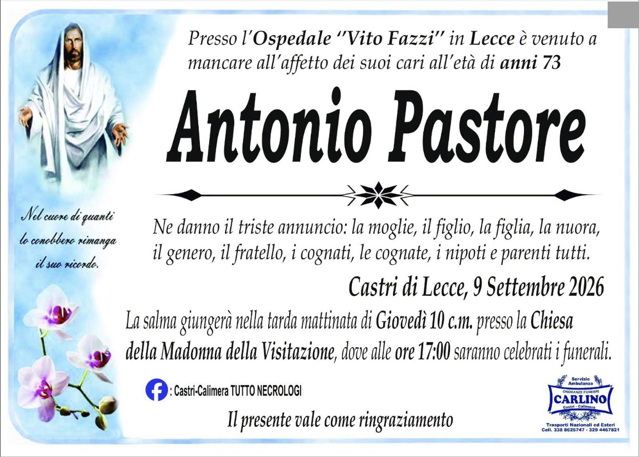 Necrologio di Antonio Pastore