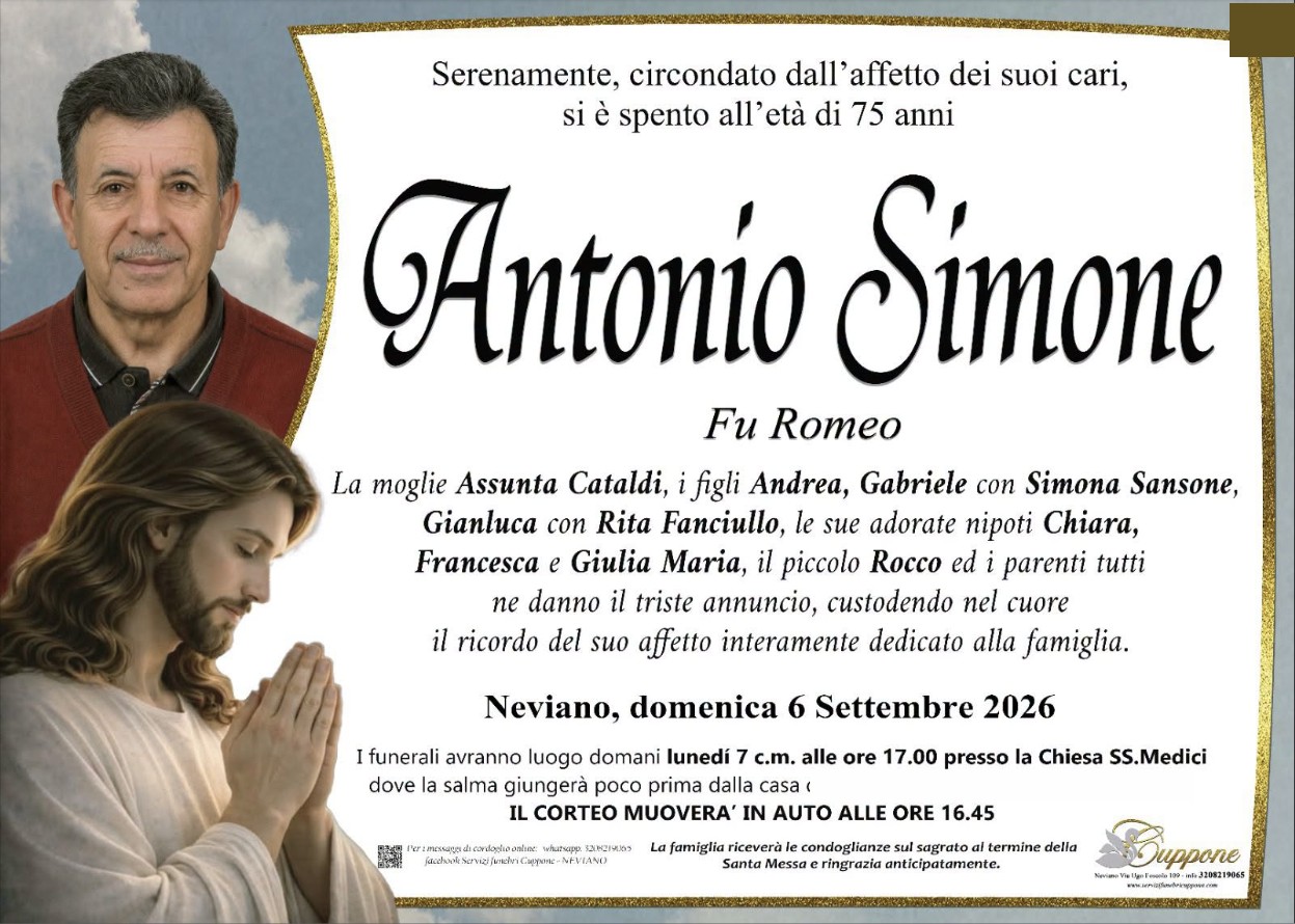 Necrologio di Antonio Simone