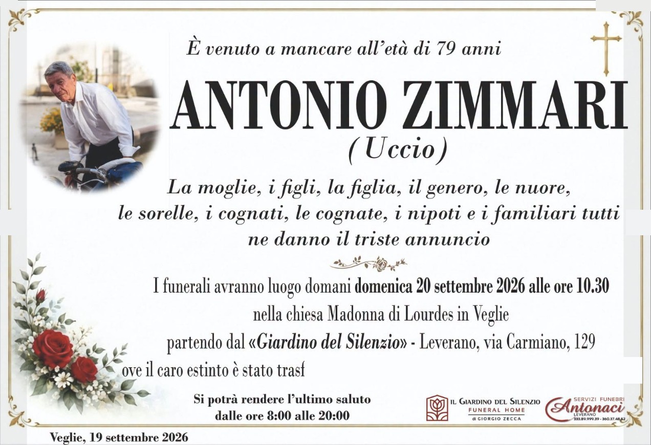 Necrologio di Antonio Zimmari
